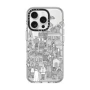 iPhone 16 Pro Impact Clear Case MagSafe Compatible vintage halloween black white transparent