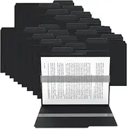 Plastic Manila File Folders 24 Pack,1/3 Cut Erasable Tabs,Heavy Duty Files Folder Letter Size,3 Tab Filing Folder Cabinet,Office Supplies Folders for Documents for Office,School,8.5 x 11,Black