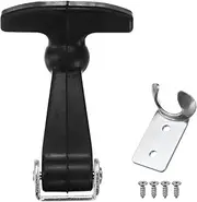 uxcell 1-Pack Elastic SPCC Rubber Hood Catch, 3.2" Flexible Draw Latches with Brackets Flexible T-Handle Hasp Rubber with Screws for Toolbox/RVs/Vehicle Engine/Hood [Silver Black]