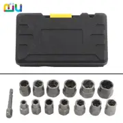 15PC Impact Damaged Bolt Nut Screw Remover Tool Socket Threading Extractor Set