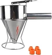 Zudoo Stainless Steel Pancake Batter Dispenser, 1200ml Metal Funnel, 4 Silicone Mouths, Baking Tool for Cupcake, Waffles, Muffin Mix, Crepes, Cake