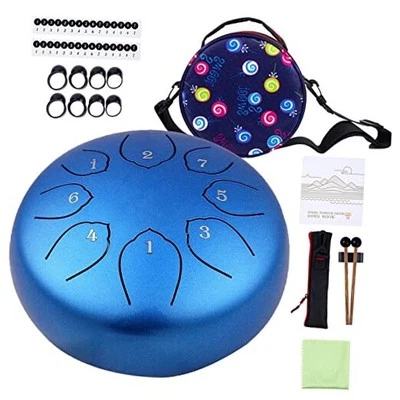 Steel Tongue Drum Kids Instrument: Musical Metal Tank Drums Set 6 Inch 8 Notes
