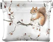 [FRODOTGV] Cute Squirrels White PU Leather Change Purse Cute Jewelry Organizer for Woman Girl, Cute Squirrels White, 4.33"(L) x 3.74"(W) x 0.39"(H), Classic
