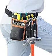 Tool Belt,Genuine Leather Tool Pouch,Detachable & Adjustable Single Side Tool Belt Pouch for Electrician,Carpenter,Construction,Work Apron,Utility Belt.