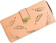[COLLBATH] Hollow Out Leaves Pu Women's Wallet Billfold Zipper Large Capacity for Daily Use
