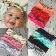 Miss JANE - Newborn Baby Girls Stretch Bow Top Knot Headband Plain Colours