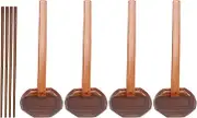 4 Pieces Japanese Long Handle Spoon Ramen Spoon Wooden Hot Pot Spoon Tortoise Shell Spoon Wood Rice Soup Dessert