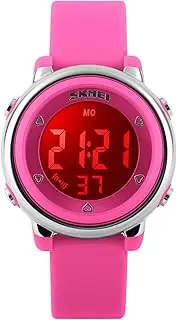 [Dayllon] Kids Digital Watch Outdoor Sports 50M Waterproof Electronic Watches Alarm Clock 12/24 H Stopwatch Calendar Boy Girl Wristwatch, Red Silver, Digital