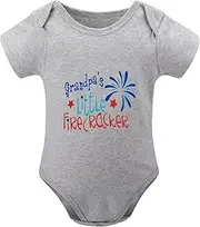 [WOOYONGING] Grandpa's Little Fire Cracker Newborn Baby Girl Clothing Short Sleeve Boy Onsie White Baby Romper 6-9 Months Girl