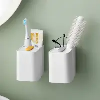 在飛比找momo購物網優惠-【自主設計】壁掛式牙刷架 磁吸式漱口杯架