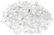 Glass Stone, Clear Marbles, Pebbles for Vases, 5 LB, 500-600 Stones, Flat Bottom