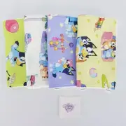 Baby Burp Cloths 4 Pack Mixed Bluey Print 100% Cotton Towelling Backed Handmade