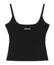 Versace Logo-Embroidered Ribbed Top 1,2,3,4,5 black