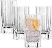 Schott Zwiesel Fave Long Drink Glasses (Set of 4), Modern Highball Glasses with Grooves and Cut Outs, Dishwasher-Safe Crystal Glasses (Item No. 124305)