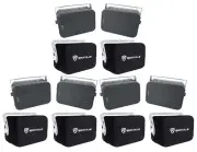 (6) Rockville HP65S-8 6.5" Black Outdoor Patio Backyard Speakers w/ Covers