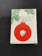 Vtg. Commodore Metallic Christmas Ornaments Hangers Hooks & Box 75ct