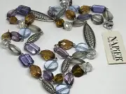 Vintage Napier Necklace, Beaded, Purple, 28 inch, double strand