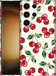 for Samsung Galaxy S23 Ultra 5G, Samsung S23 Ultra Case - Cherry Watercolor Pattern Printed Slim & Sleek Cute Plastic Protective Designer Back Phone Case/Cover for Galaxy S23 Ultra 5G