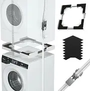 JHCHU Universal Stacking Set for Washing Machine and Dryer, Adjustable Frame Range 45-68 cm, Offers Solutions for Stacking Washing Machines and Tumble Dryers of Various Sizes