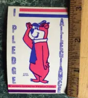 Vintage 1975 YOGI BEAR Hanna Barbara Patriotic Sticker, ALLEGIANCE, Rare HTF 70s