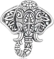 [Teleye] Elephant God Bead Charm 925 Sterling Silver Charm Fits For Pandora Bracelet Necklace,SCC2477, Cubic Zirconia, Created Cubic Zirconia