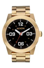 Nixon The Corporal Bracelet Watch, 48mm in Yellow Gold /Black at Nordstrom One Size Yellow Gold/Black
