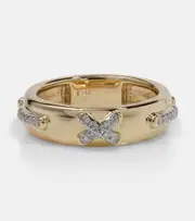 [Stone and Strand] Stone and Strand Diamond Cross Stitch 14kt gold ring with white diamonds N gold
