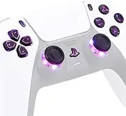eXtremeRate Multi-Colors Luminated Face Buttons 7 Colors 9 Modes DTF V3 LED Kit for PS5 Controller BDM-010 020 with Black Classical Symbols Dpad Thumbstick Share Option Home Buttons - NO Controller