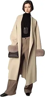 [Generic] Women Cashmere Wool Blends Coat Winter Jacket Fur Loose Thick Warm Outerwear Korean Streetwear