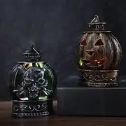 1 Pc Halloween Bronze Silver Smiling Pumpkin Skull Shaped Night Light Indoor and Outdoor Party Horror and Weird Decoration Atmosphere Light