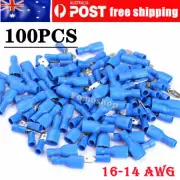 100X Blue Electrical Wire Spade Splice Connectors Insulated Crimp Terminals Kit