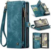 Wallet Case for Google Pixel Fold, [2 in 1 Detachable Magnetic] [Vegan Leather] Folio Card Pocket Zipper Clutch Case Slim Shock Protection Removable Flip Cover for Google Pixel Fold