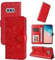 Compatible with Samsung Galaxy S10e G970F Cover,Compatible with Samsung Galaxy S10e G970F [TPU+PU Leather] Card Slot Flip Kickstand Case Red