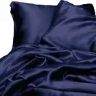 New Ivory & Deene Satin Sheet Set King Size Dark Navy Blue 4Pc Bed Linen