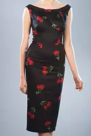 Stop Staring Alabama Fitted Dress in Black Tulip Size Small