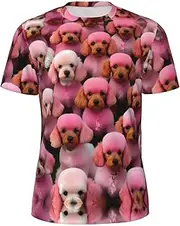 [DRTGEDS] Pink Poodles Dogs Men's T-Shirts Mesh Short Sleeve Undershirt for Shirts in Warm Weather