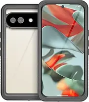 LJFLYXRI Waterproof Case Compatible with Google Pixel 9A,Ultimate Shockproof Protection, Full Coverage with Screen Protector,Wireless Charging Compatible, Slim Design,Black/Clear