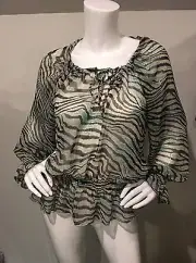 New With Tags Kay Celine Sarah Peasant Top X-Large color brown/green