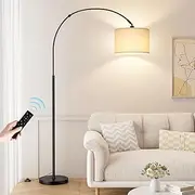 Arc Floor Lamp,75″Height Tall Lamp,Modern Floor Lamp with Stepless Dimmable Bulb,for Living Room with Hanging Drum Shade and Weighted Base.Mid Century Standing Lamp for Bedroom