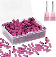 C12rtive 100 Pcs 3mm Professional Small Sanding Bands & 2Pcs Small Mandrel Bit Set for Nail Drill,240# Upgrade Design 3mm Nail File for Manicures and Pedicure with Stainless Steel Shaft