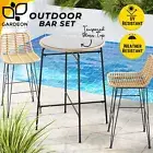 Gardeon 3-Piece Outdoor Bar Set Wicker Table & Chairs Patio Bistro Set