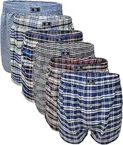 [Different Touch] Men's True Big and Tall USA Classic Design Plaid Woven Boxer Shorts Underwear (6 Pack)