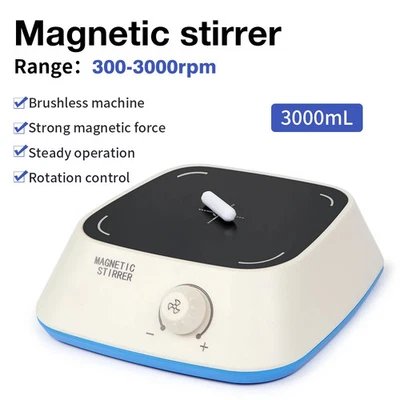 3L Mini Magnetic Stirrer with Stir Bar Liquid Mixer 3000RPM Brushless DC Motor