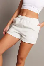 Grey Track Shorts High Rise Elastic Waist - Size 16, Women's Track Short