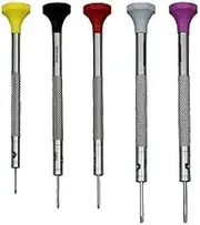 BERGEON Watchmakers Screwdrivers Set of 5 - Hex Head, Ergonomic, Swiss Made, 0.80, 1.0, 1.2, 1.4, 1.6mm - Replaceable Blades, Storage Bag Included