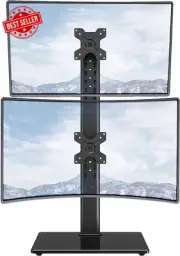 Vertical Dual Monitor Stand, Stack Two Screens up to 32 Inches, 17.6Lbs, Free-St