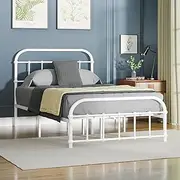 ALFORDSON Metal Bed Frame Bed Base King Single Size, Bed Mattress Foundation with Reinforced Steel Frame, Industrial Mattress Platform with Rust-Resistant Finish, White Color