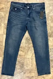NWT True Religion MENS 36 Geno Big T Flap Relaxed Slim Fit Medium Heavenly Jeans