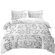 Elephant Drawing Pattern Quilt Cover
