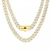 10k Yellow Gold Monaco Miami Cuban Diamond Cut Pave 7.5mm Chain Necklace 20"